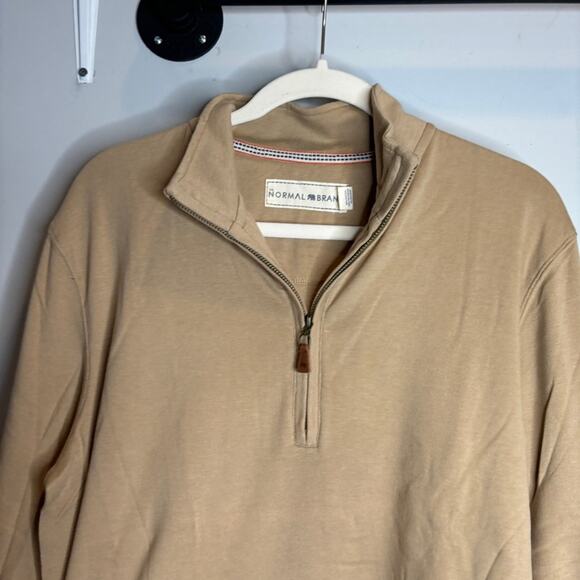 The Normal Brand Puremeso Quarter Zip Pulliver in Dune - Picture 6 of 10